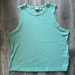 Reitmans Blue Ribbed Crop Muscle Tee